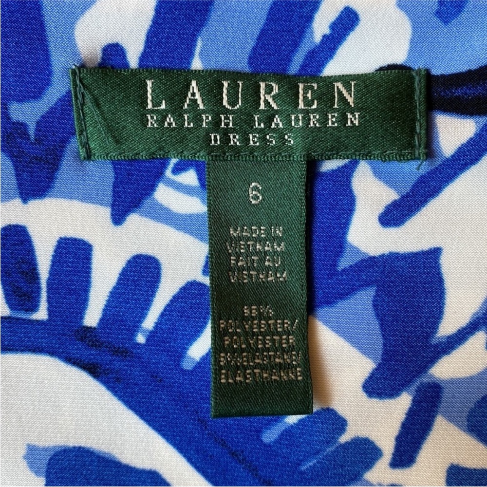Lauren Ralph Lauren Blue & White Print Fit & Flare Dress Size 6 NWOT - Picture 7 of 9